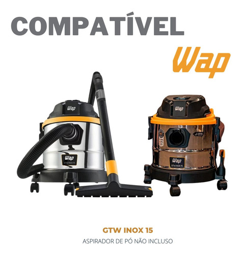 Saco Aspirador Pó Wap Gtw Inox 15lt Kit 09 Refil Descartável