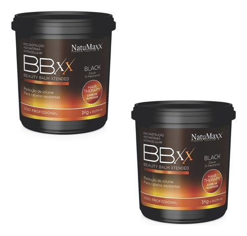  NatuMaxx Beauty Balm Xtended BTX Botox capilar Antifrizz Reconstrução Alisamento Redução de Volume 2 Unidades  2 L