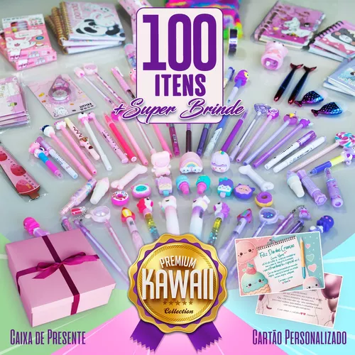 Caixa Surpresa Papelaria Kawaii 15 Itens + Muitos Brindes - Dupari