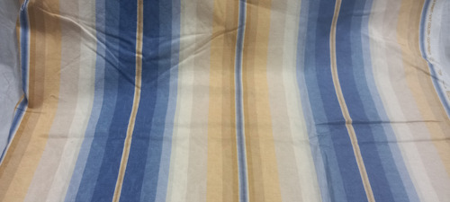 Retazo,brocato De Algodón Rayado. 0.80 X 1.40 Azul Y Amarillo Rayas