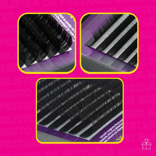 10 Blisters Extensiones Pestañas Mink Mixto 1x1 Mayoreo