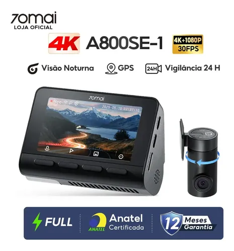 Camera Veicular Automotiva 70mai A800se-1 HDR 4K+1080P com GPS, Wi