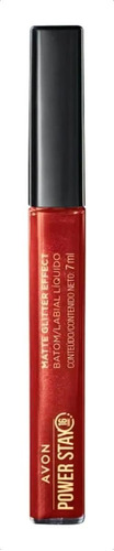 Labial líquido Avon Power Stay Effect glitter Scarlet flame, 7 ml, Avon