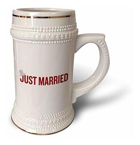 3drose Just Married. Top Hat. Burgundy. - Stein Mug, 18oz , 