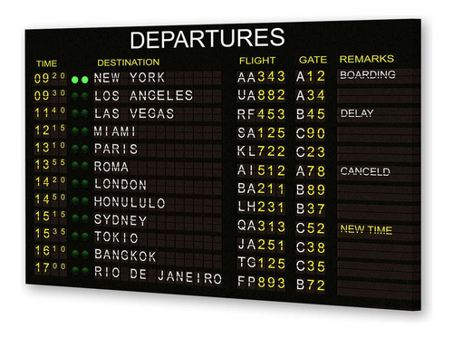 Cuadro Canvas Departures Cartel Aeropuerto Avion Vuelo P1