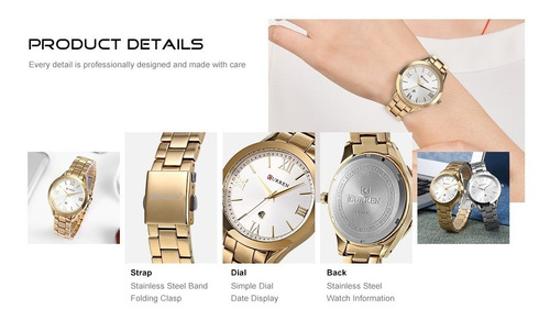 Relógio Feminino Exclusive D'luxe Curren Quartzo Lançamento