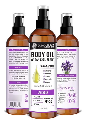 Aceite Corporal De Lavanda Ultra Hidratante Para Piel Seca,