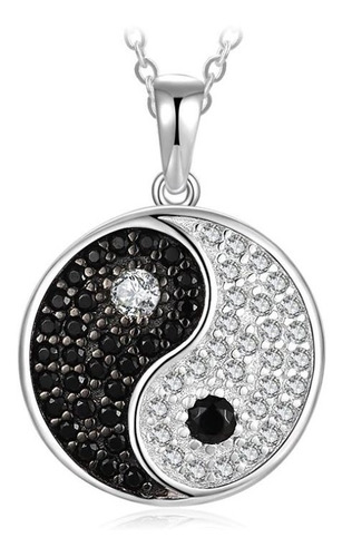 Collar Para Hombre O Mujer Yin Yang Circones En Plata 925