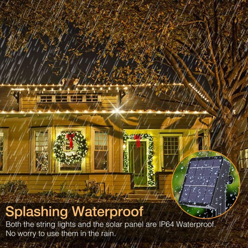 Imagen 4 de 10 de Guirnalda De Luces Solares 12m 120 Led Exteriores Decoracion