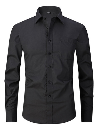 Camisa Slim Fit Manga Larga Para Hombre Casual T