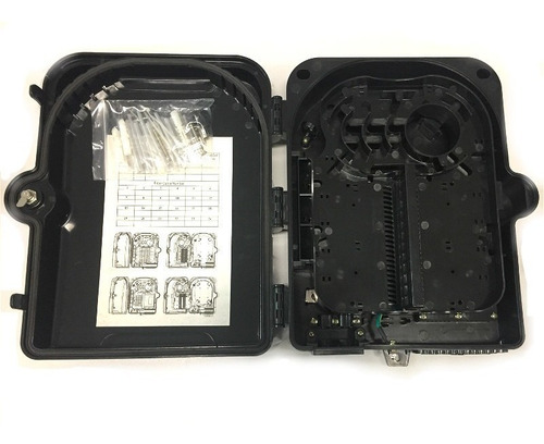 Kit C/2 Unidades Cto Caixa De Atendimento Fibra Óptica Ftth 24 Portas Preta Nf@