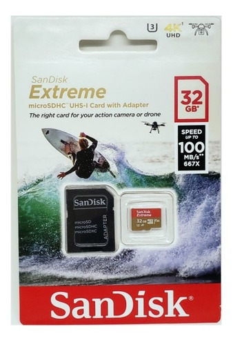 Cartão Memoria Microsd 32gb Sandisk Extreme 4k 100mb/s