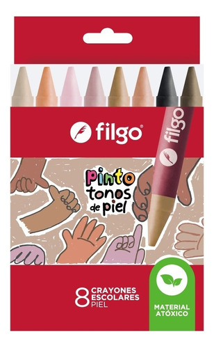 Crayones De Cera Crayon Filgo Pinto Tonos De Piel X 8 Unid