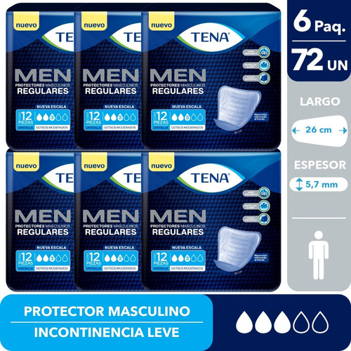 Tena For Men 6 Paquetes De 12 Unidades C/u