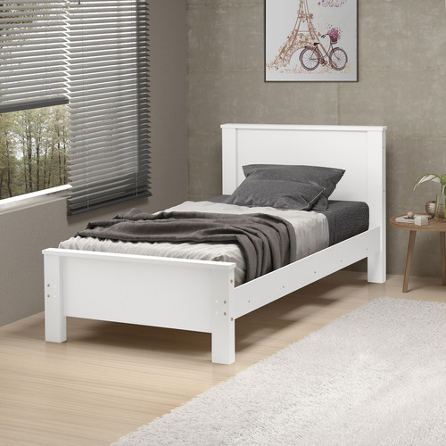 Cama Padrão Com Pés Tamanho De Solteiro Mdf E Madeira Mila Cor Branco Cama Solteiro