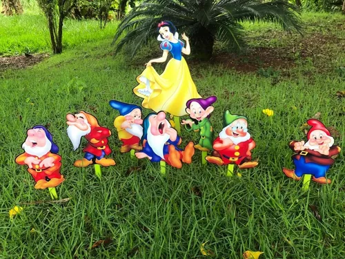 Kit Placa Jardim Branca De Neve E Os Sete Anões Decoração