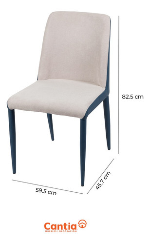 Silla Para Comedor Sidney Vanguardista Moderna Minimalista Color De La Estructura De La Silla Azul Marino Color Del Asiento Beige Diseño De La Tela Liso