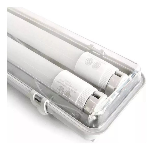 Plafón Listón Estanco 2x18w Ip65 1.20 Mts S/tubo Estructura Gris