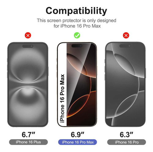 New'c 3 Protectores De Pantalla Para iPhone 16 Pro Max (6,9