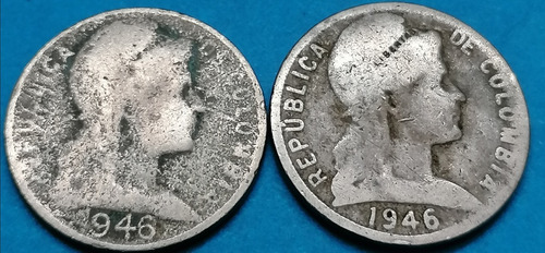 Colombia Moneda 5 Centavos 1946 Fecha Grande Y Pequeña