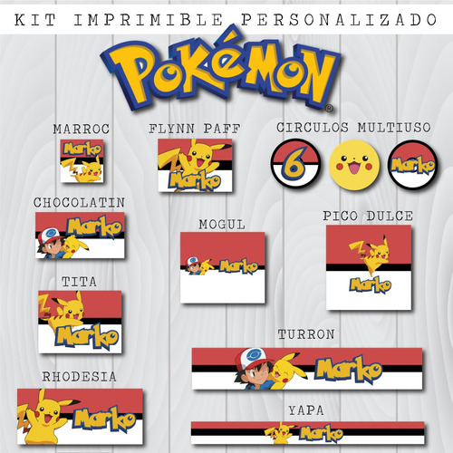 Pokemon Candy Bar Kit Imprimible Personalizado