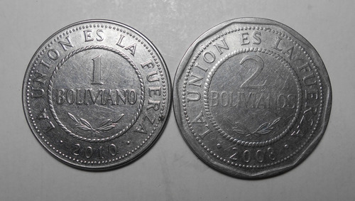 Bolivia Lote 1  Y 2 Bolivianos 2010 / 2008 -  Excelentes