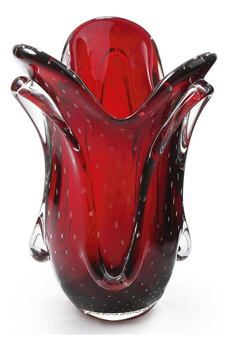 Vaso Em Cristal Murano Vermelho São Marcos 36x27x24cm