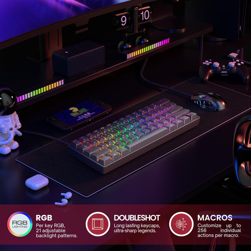 Teclado Mecánico Para Juegos Gk61 61 Teclas Rgb Gateron Opti