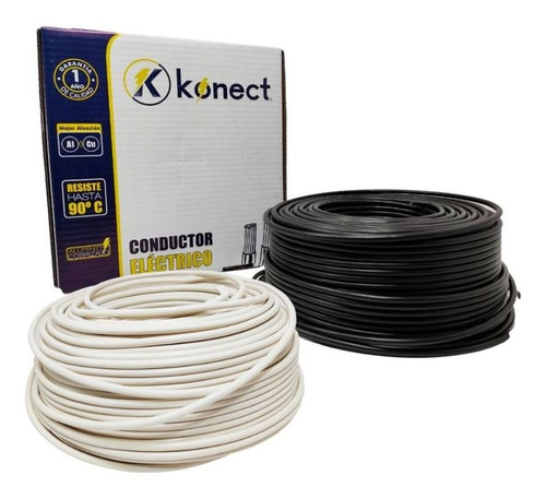 Kit 2 Cable Eléctrico Cca Calibre 8 100m C/u Blanco Y Negro 