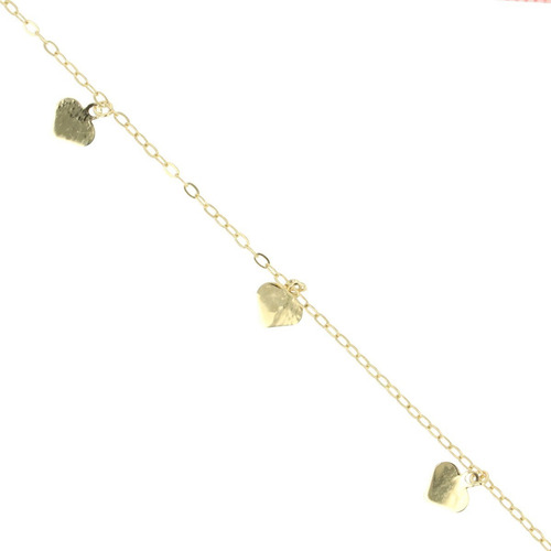 Imagen 4 de 5 de Pulsera Corazones Colgando, 10k Oro, 0.7 Gramos.