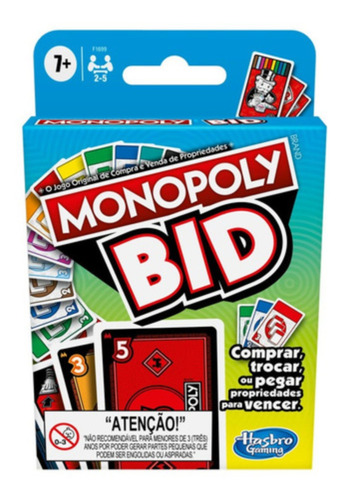 Imagen 1 de 3 de Juego de cartas Monopoly Bid Hasbro F1699
