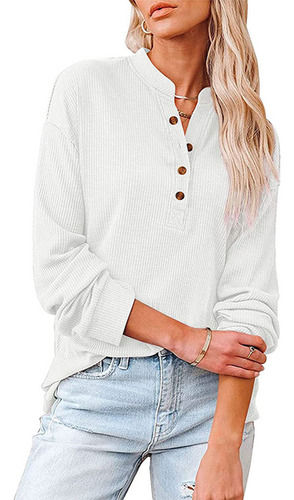 Blusas De Manga Larga Con Cuello Alto Y Botones Lisos De Pan