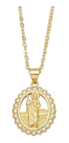 Collar San Judas Tadeo Medalla Cadena Dije Chapado En Oro