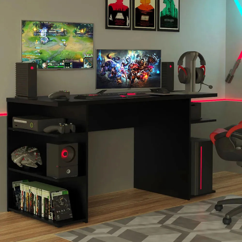 Escritorio Gamer Madesa Para Pc Y Consola 136cm Negro