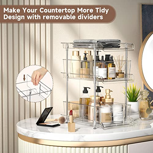 Organizador De Baño Transparente De 3 Niveles Con Separadore