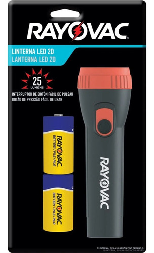 Linterna Rayovac 25 Lm 35m Pilas 2 D Color Al Azar X Unidad Luz Blanco