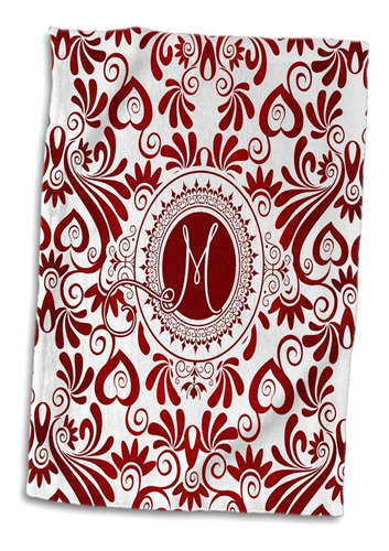 Toalla De 3d Rose Monogrammed Red And White Elegance C...