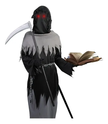 Fancysky Disfraz De La Parca Para Niños, Halloween Niño Con Guadaña Halloween, Grim Reaper Disfraz Muerte Para Niños