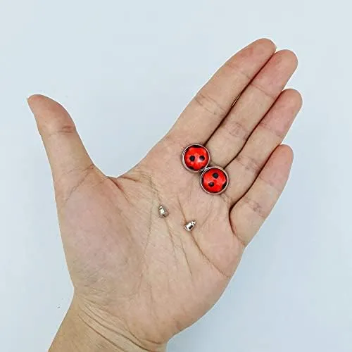 Pendientes Niñas Punto Negro Rojo Plata Bug Pendientes Para