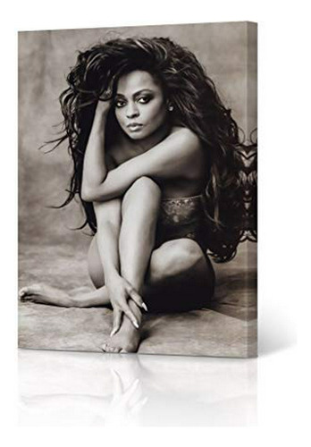 Cuadro Lienzo Blanco Y Negro Diana Ross, Ee. Uu. 12x8.