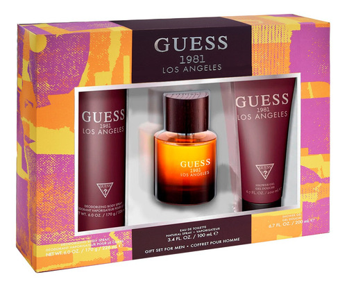 Estuche Guess Lss Angeles 1981  Caballero 3 Piezas 