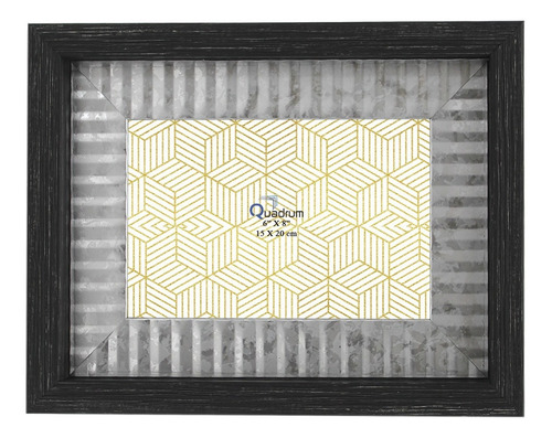 Portarretrato Madera Negro Doble Marco Aluminio 5x7 13x18 Color Gris