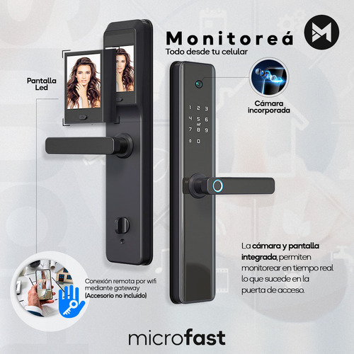 Imagen 4 de 10 de Cerradura Inteligente Biométrica Smart Bluetooth Huella
