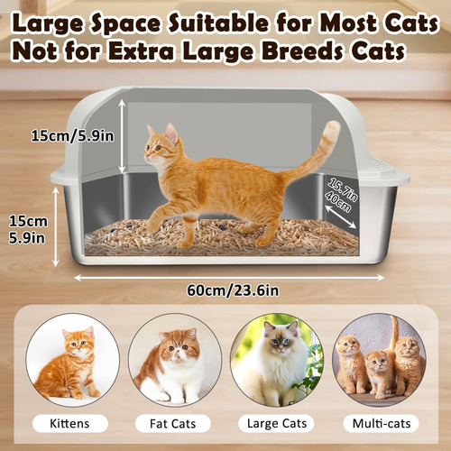 Caja De Arena Para Gatos Vivifying De Acero Inoxidable Xl Co