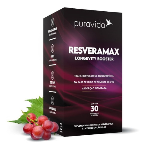Resveramax Trans-resveratrol Óleos Sementes De Uva Puravida