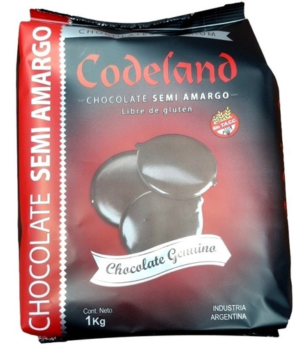 Chocolate Semiamargo Codeland 1kg Sin Gluten Envio Pascuas