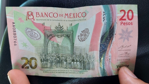 Billete De 20 Pesos Mexicanos Serie Aa0880766