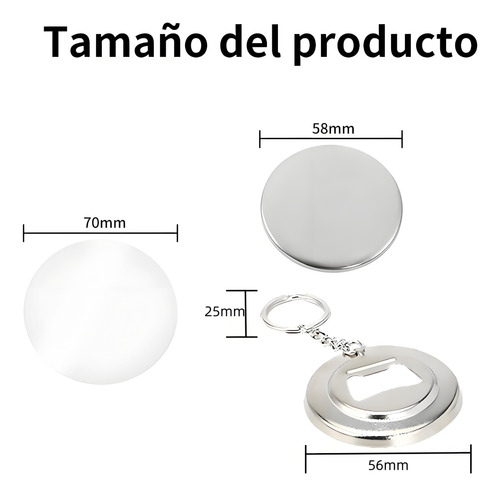 50 Pcs Llavero 58mm Chapita Destapador Metal Filimina Botón