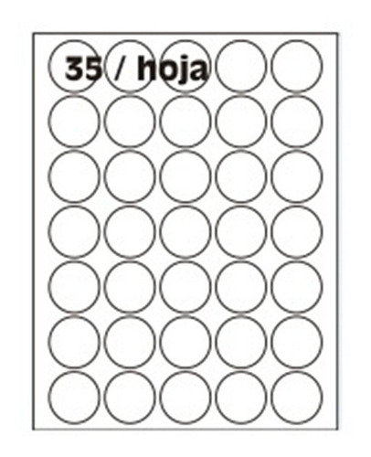 Papel Autoadhesivo A4 100 Hojas 35 Circulos Oritec 415 37mm