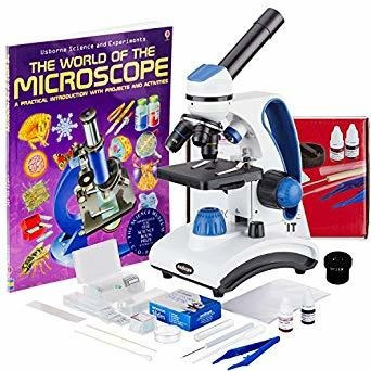 Paquete Microscopio De Luz Estudiante Amscope 40x-1000x Led 